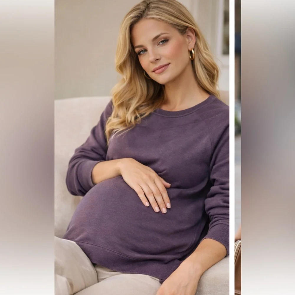 Z BY ZELLA Welina Maternity Pullover Sweatshirt Purple Mulled Medium